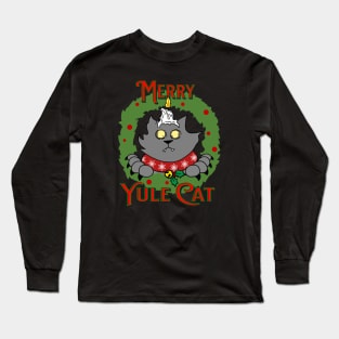 Merry Yule Cat Wreath Long Sleeve T-Shirt